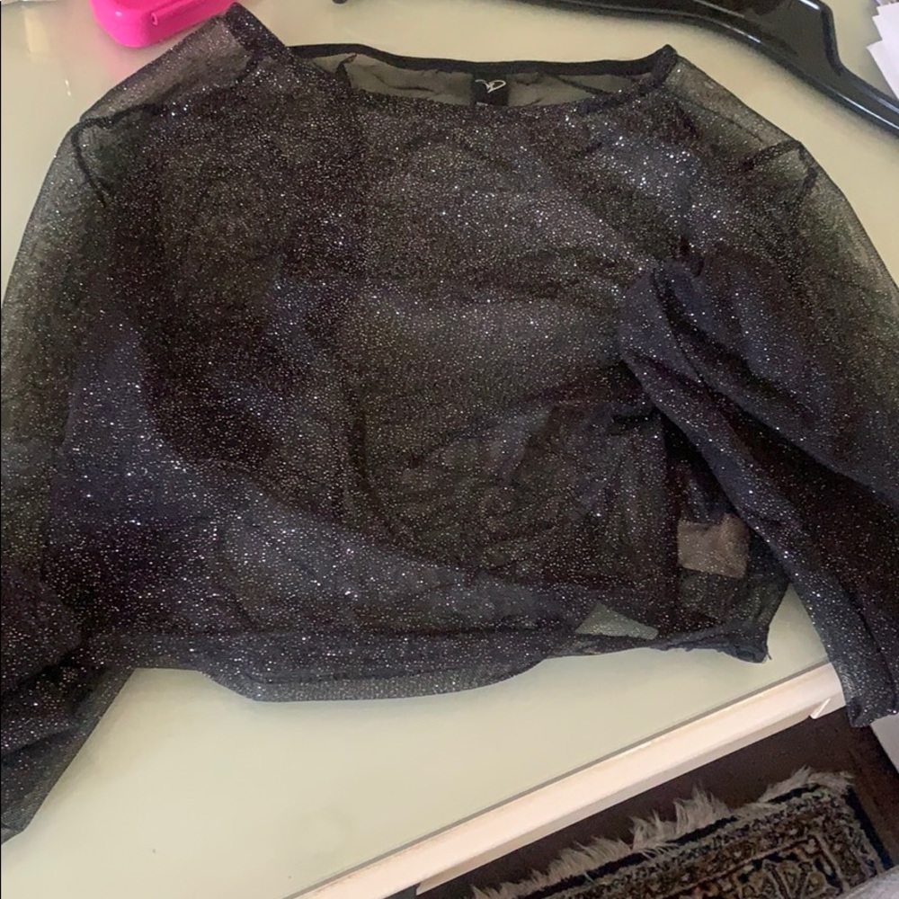 See through Black Sparkle Top
